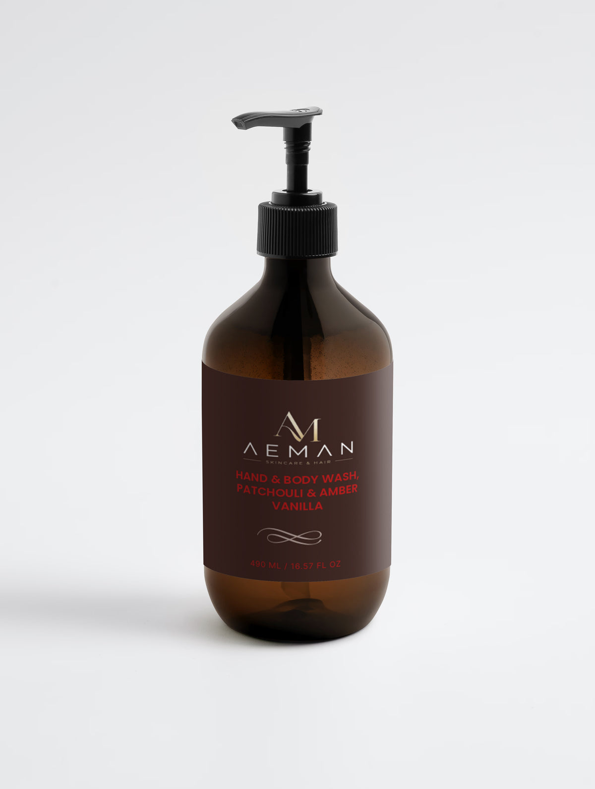 Hand & Body Wash, Patchouli & Amber Vanilla, 490 ml